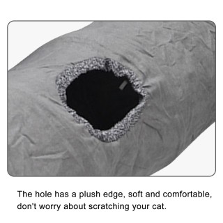 Wildleder-Katzentunnelspielzeug, faltbarer Peekaboo-Tunnel mit selbstspielender Kugel, integriertem Stahldraht S grau