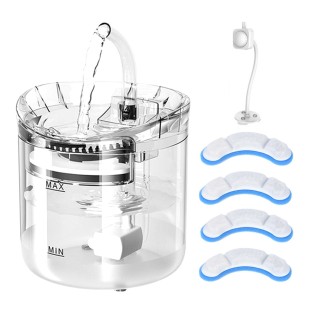 Katzen-Wasserbrunnen, Hunde-Wasserspender, 2 l, superleiser automatischer Haustier-Trinkbrunnen, 2 Wasser EU transparent