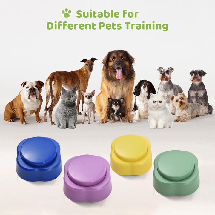 4 Stück bunte kleine Sprachaufzeichnungstasten für Hundetraining, 30er-Jahre-Aufnahme und Wiedergabe, Hundetasten bunt
