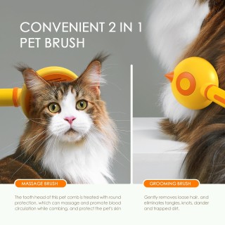 RK57 Haarbürstenbürste Haarentfernungsbürste 244 Langer, dicker Stahl-Massagekamm für Katzen und Hunde gelb
