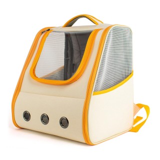 Haustier-Rucksack für Katzen, transparentes Fenster, atmungsaktive Netz-Reisetaschen für Haustiere orange