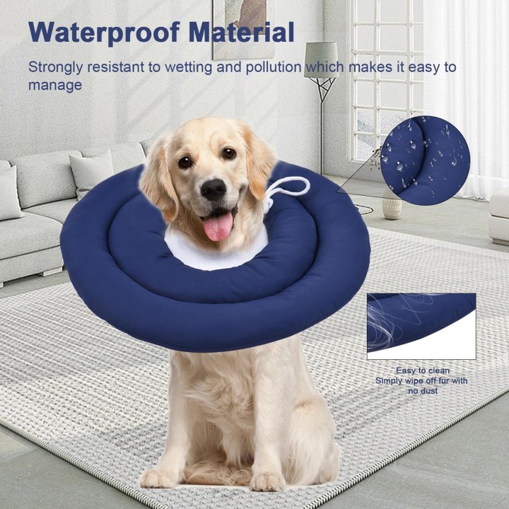 Haustier-Erholungshalsband nach einer Operation, kegelförmiges Hundehalsband mit verstellbarem Hals-Kordelzug, wasserdichter