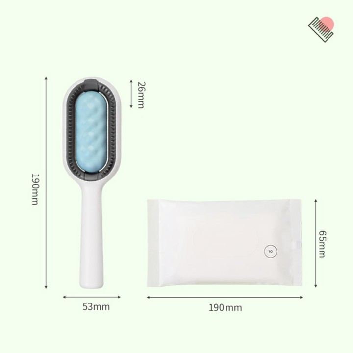 4-in-1 verbesserter Haustier-Reinigungs-Haarentfernungskamm mit 10 Tüchern, Tierhaarentferner, Katzen- und Hundehaare 0.8mm L