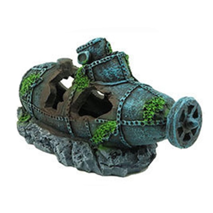 Aquarium Schiffswrack-Ornament, Kunstharz, verlorenes zerstörtes Boot, Schiffsform, DIY Hohlboot-Ornament für Fische Type 5