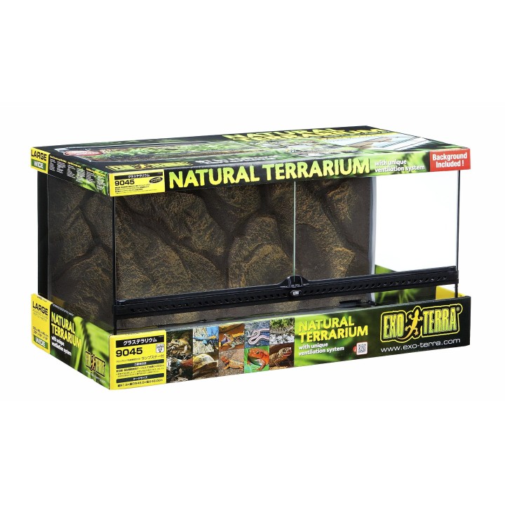 GEX EXOTERRA Glasterrarium 9045 PT2613 Reptilienzuchtkäfig mit doppelter Vordertür, H 48 cm, B 91,5 cm, T 46,5 cm schwarz