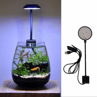 Zxllin Kleines Aquarium-Clip-Licht, LED, Mini-Aquarium, Aquariumbeleuchtung, Clip-Licht, USB-Stecker, 360 Grad verstellbar, b