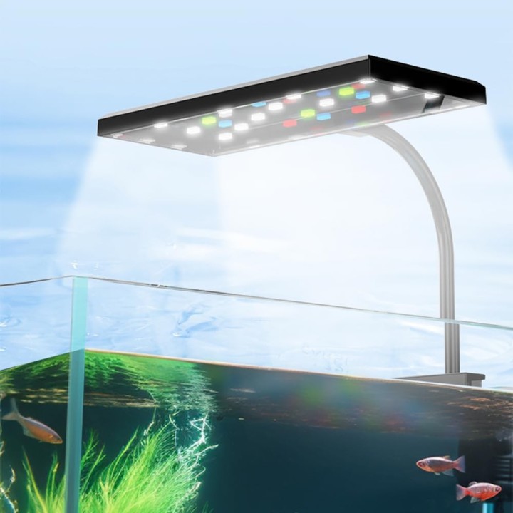 Aquariumlicht, LED-Licht, Aquariumlicht, kleine Aquariumlampe, tropisches Fischlicht mit Timer, 3 Beleuchtungsmodi, 10-stufig