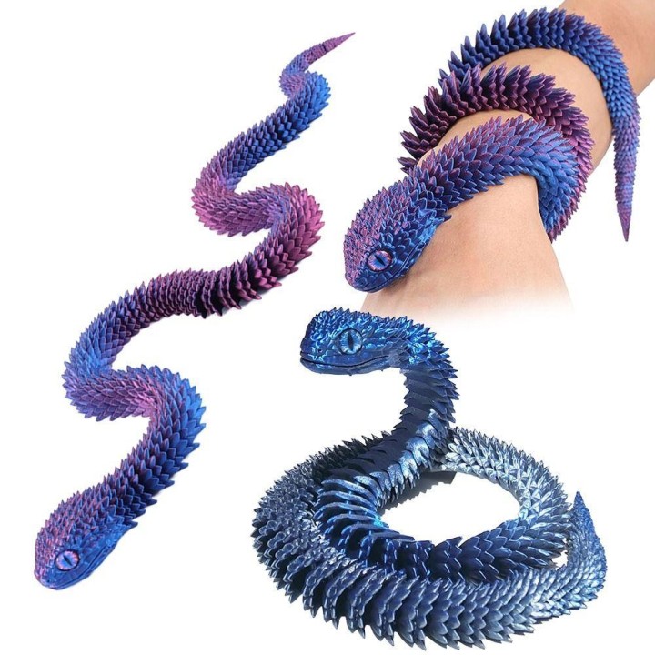 Fischtank 3D gedruckte Schlange mit beweglichen Gelenken Kristallschlange Zappelspielzeug Kinder Jungen Mädchen Erwachsene Gr