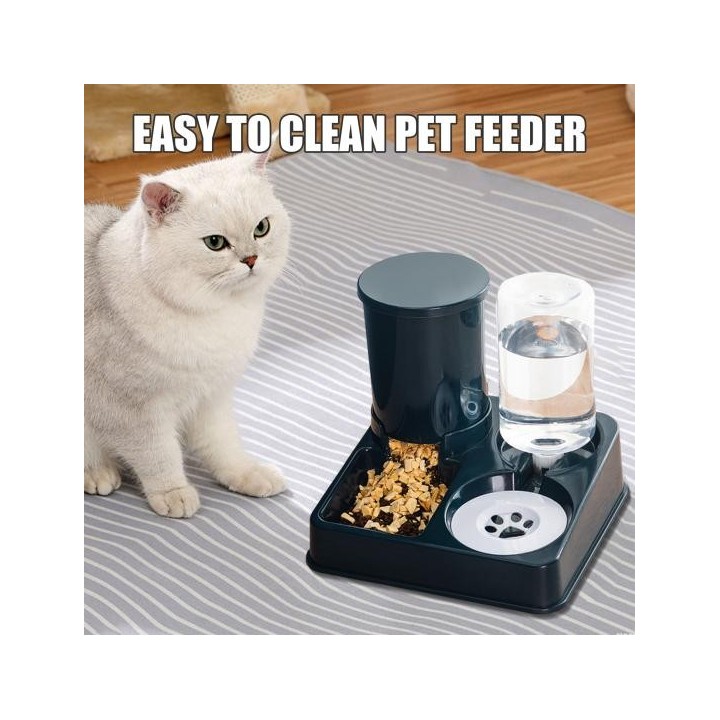 Automatischer Futterspender für Haustiere, 2-in-1-Wasser- und Futterspender, 750-g-Futternapf und 1-l-Tränkeset für Hunde und