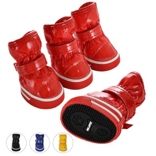 4 teile/satz Haustier Hund Schuhe Mode Winter Warme Hund Schnee Stiefel PU Leder Schuhe für Kleine Hunde Chihuahua Wasserdich