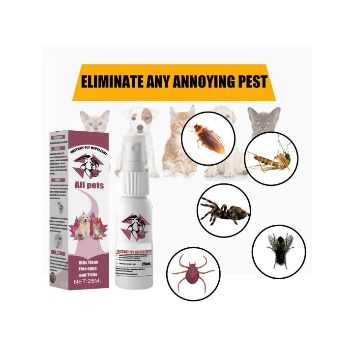 25ML Flohabschreckungsspray Bequeme schnelle Wirkung Keine Rückstände Haustierkörperflöhe