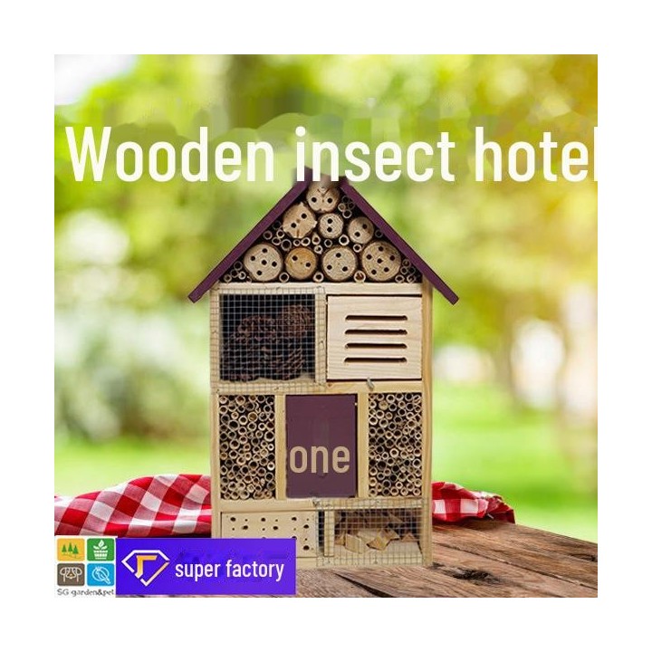 Insektenhotel und Schmetterlingshabitat aus Holz – Umweltfreundliches Bienen- und Insektenhaus für draußen 25.7*12*46.7cm