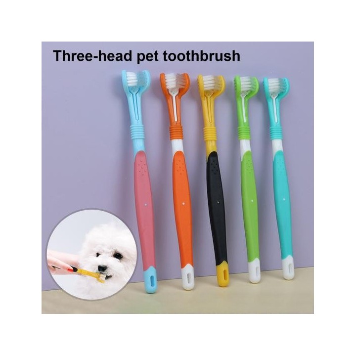 3-seitige Haustierzahnbürste zur Entfernung von Mundgeruch und Zahnstein, Hundezahnbürste, Katzenzahnpflege, Mundreinigungsbü