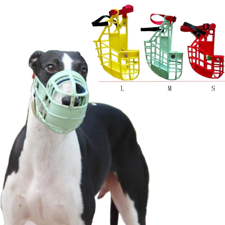 Verstellbare Hundemaulkorb-Maske aus Kunststoff, Anti-Bell-Biss-Mundabdeckung für kleine/mittlere/große Windhunde, Gree Whipp
