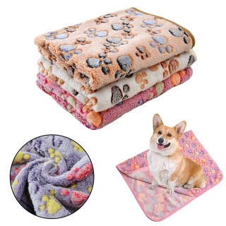 Hundedecke für den Winter, warm, flauschig, für Welpen und Katzen, süßes Fußabdruck-Kissen, dickes Haustier-Schlafbett, beque