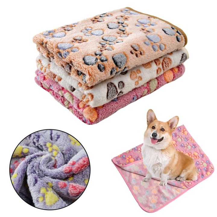 Hundedecke für den Winter, warm, flauschig, für Welpen und Katzen, süßes Fußabdruck-Kissen, dickes Haustier-Schlafbett, beque