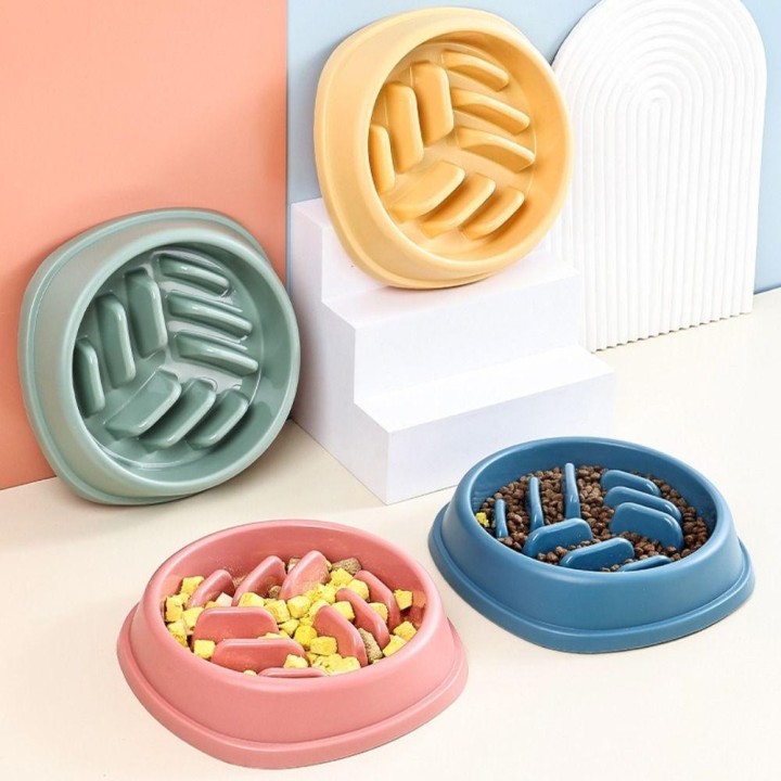 Anti Würgen Pet Fütterung Becken Kunststoff Katze Feeder Multi-verwenden Hund Slow Food Bowl Kätzchen blau