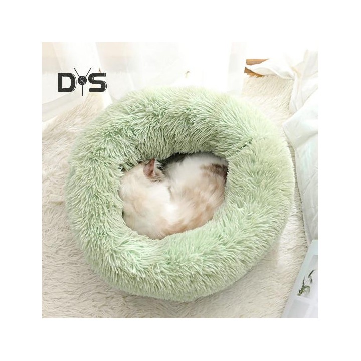 Beruhigendes Hundebett, waschbar, rund, weiches Hundenest mit rutschfester Unterseite, flauschiges Haustierbett aus Plüsch un