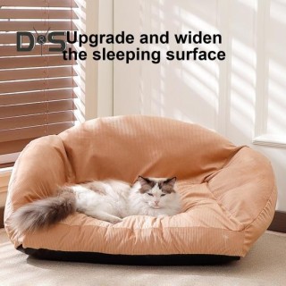 Haustier-Sofabett, Ganzjahres-Haustierbett mit breiter Liegefläche, Haustiercouch mit abnehmbarem, waschbarem Bezug, rutschfe