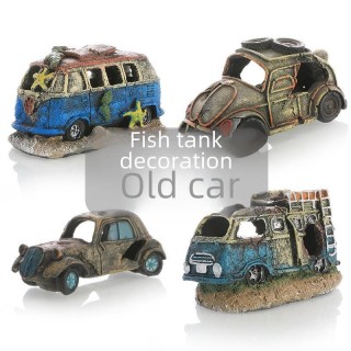 Aquarium-Dekoration „Autowrack“: Fisch- und Garnelensicheres Harzdekor GC0851/Old car dargestellt