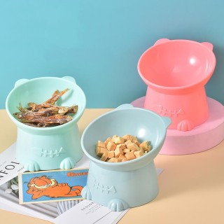 Neuer Katzennapf im nordischen Stil, geneigter Katzennapf mit hohen Beinen, Cartoon-Nackenschutz, Anti-Umstoß-Katzennapf, Hei