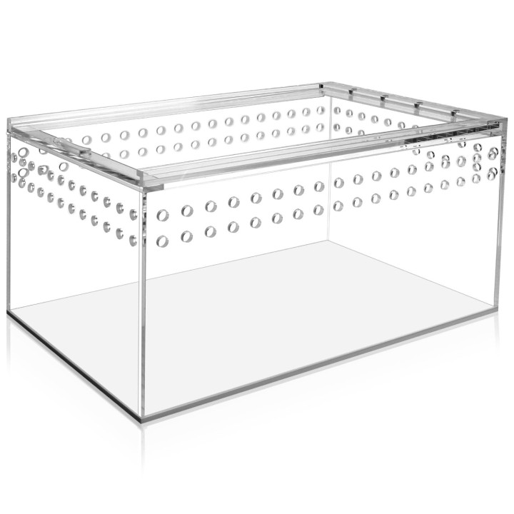 Reptilienbox aus Acryl, transparentes Gehäuse, magnetische Zuchtbox, Fütterungsterrarium für betende Einsiedlerschildkröten,