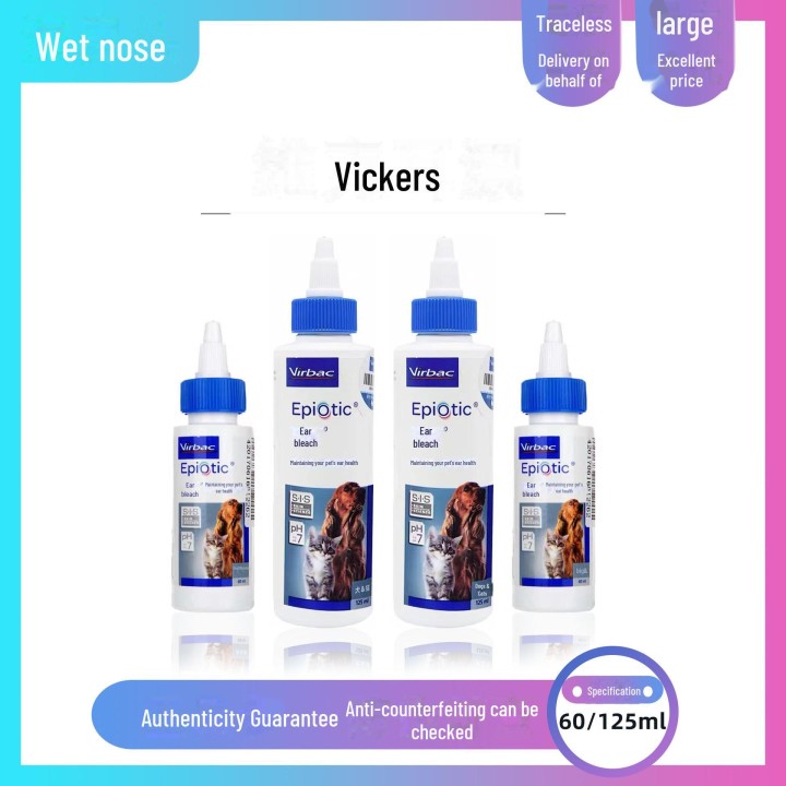 Virbac Ohrenreiniger für Katzen und Hunde | Behandlung gegen Ohrmilben | Erhältlich in 60 ml und 125 ml Ear Bleach (60ml/Bott