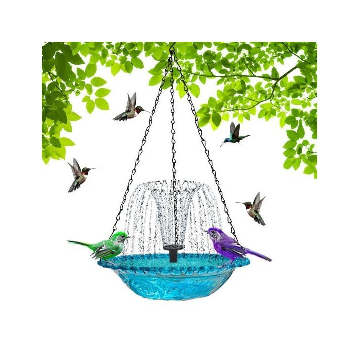 Solarbrunnen zum Aufhängen, Vogelbad, Kolibri-Badeschale für den Außenbereich, solarbetriebener Wasserbrunnen, Vogelbad für R