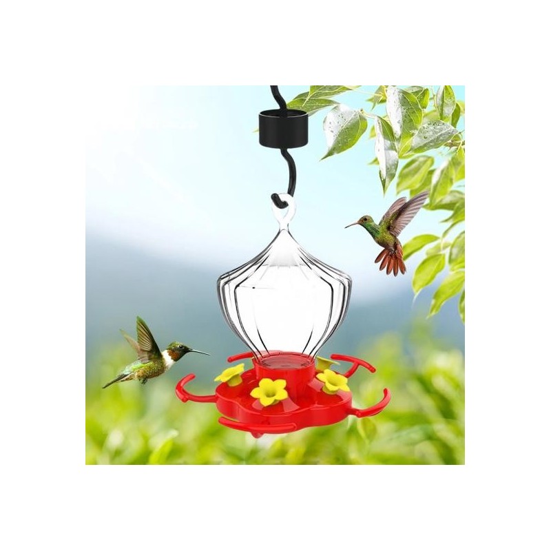 16 oz Kolibri-Futterspender zum Aufhängen im Freien, Kolibri-Futterspender mit 5 Blumenfütterungsöffnungen und Sitzstange als