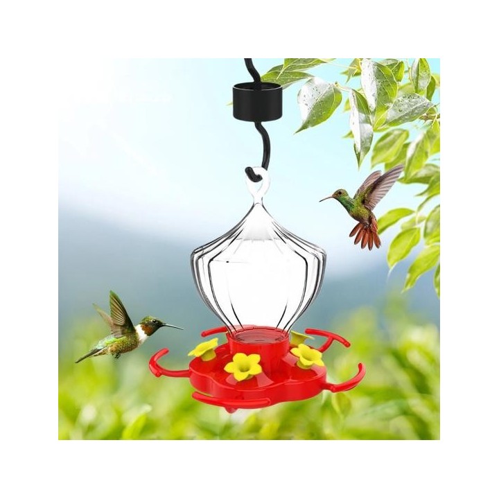 16 oz Kolibri-Futterspender zum Aufhängen im Freien, Kolibri-Futterspender mit 5 Blumenfütterungsöffnungen und Sitzstange als