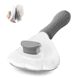 SanMori Heilbürste für Haustiere, Zupfbürste, Langhaarkamm, entfernt Haarausfall mit einer Massage, drücken Sie den Knopf, um