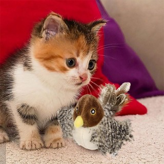 Katzenspielzeug Flattervogel (Wird nicht fliegen), Lebensechte männliche Bekassine, Spatz, wiederaufladbares aktiviertes Spie