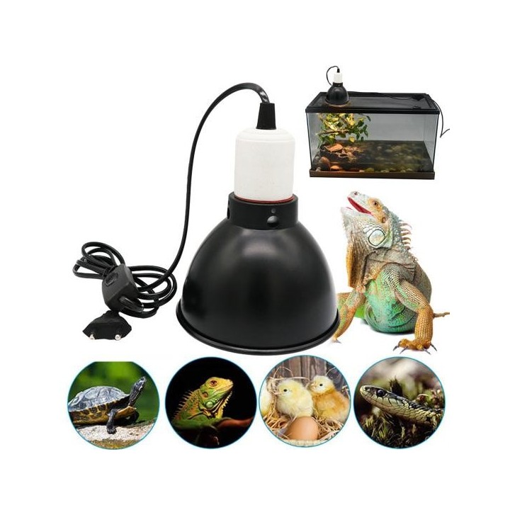 Reptilien-Wärmelampenhalterung, hitzebeständig, universell, einfache Installation, tiefe Kuppel-Reptilienleuchte mit Stromkab