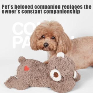 Herzschlag-Welpenspielzeug, Plüschbär, beruhigendes Spielzeug, Stofftier, Hund, Schlafhilfe, beruhigende Flauschbär-Puppe zur