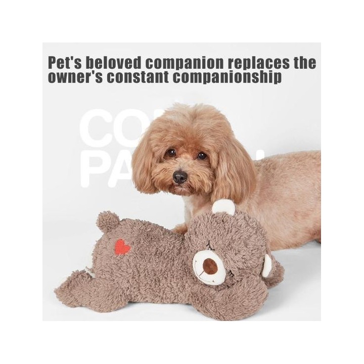Herzschlag-Welpenspielzeug, Plüschbär, beruhigendes Spielzeug, Stofftier, Hund, Schlafhilfe, beruhigende Flauschbär-Puppe zur