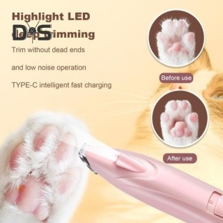 Elektrischer Tierhaarschneider, wiederaufladbarer Hundeschneider über USB, mit LED-Licht, leiser Haustier-Krallenschneider fü
