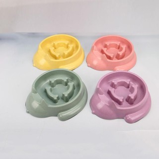 Langsamer Futterspender für Haustiere, rutschfeste Hundefutternäpfe aus Bambusfaser, Anti-Schlingen-Näpfe für Katzen und Welp