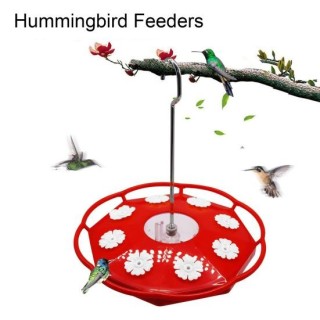 600 ml Kolibri-Futterspender zum Aufhängen im Freien für Wildvögel mit 8 Blumenfütterungsöffnungen und Sitzstange für die Dek