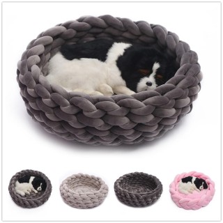 Neue handgewebte Samtstoffstreifen für Katzennester und Hundehütten, gestrickte Hundebetten aus Wolle, Katzenmatten und -nest