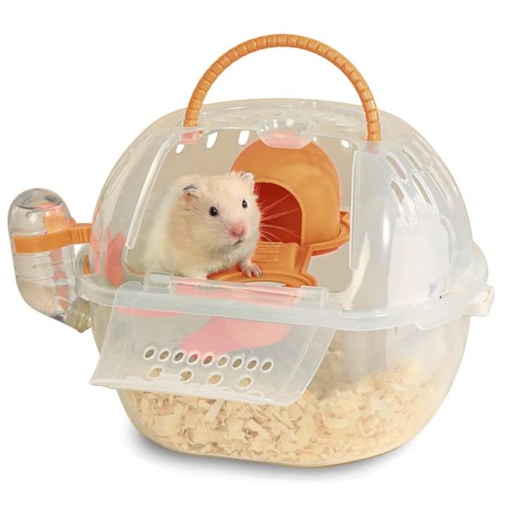 VICHE CATT Hamsterkäfig Hamstertrage Auslaufkäfig Stilvoller Auslaufkäfig für Kleintiere mit Wasserversorgung (Orange) orange