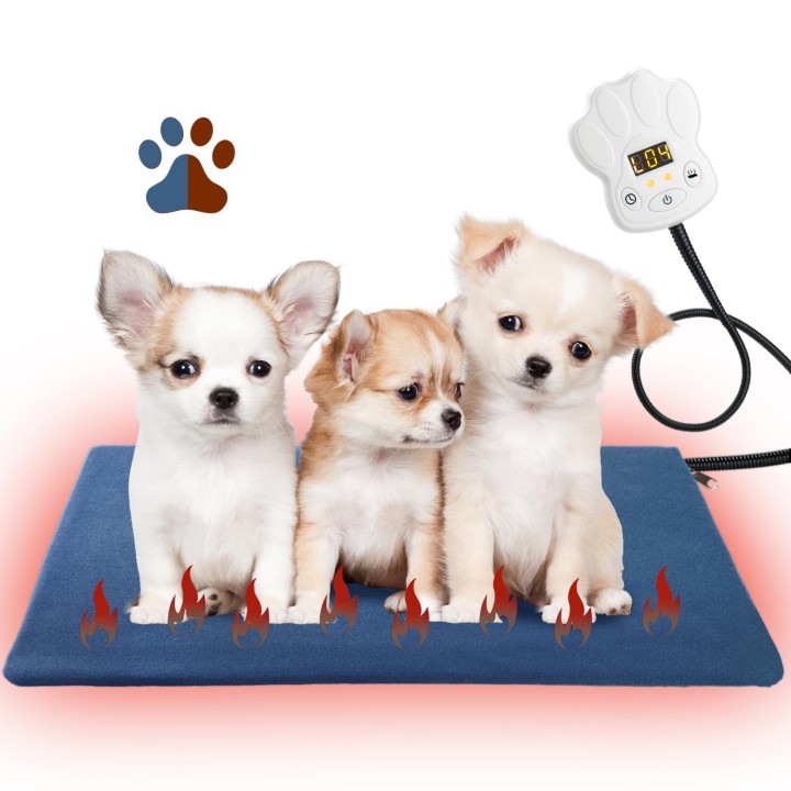Haustier-Heizteppich, Haustier-Heizung mit 2 Timern, 6-stufige Temperatur, elektrische Heizung, Haustier-Heizung, kalt, kompa