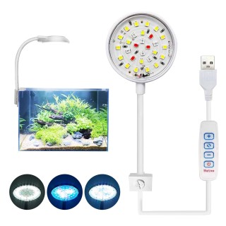 Pokumil Aquarium Aquarium 28 Dreifarbiges 5-W-Aquarium Kleines tropisches Fischlicht für wachsende Wasseraquarien USB-Aquariu