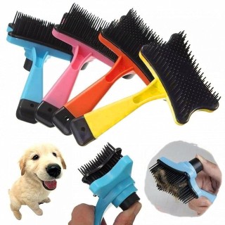 Haustier-Hundekatzen-Haarentfernungs-Einknopf-Bürste, 1PC-Haustier-automatischer Plastikkamm One Size blau