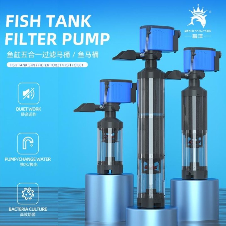 110 V 220 V Aquarium eingebauter Filter Fischtank Fünf-in-Eins-Filterfass Sauerstoffadsorption Fischkotsammlung Filterpumpe 2