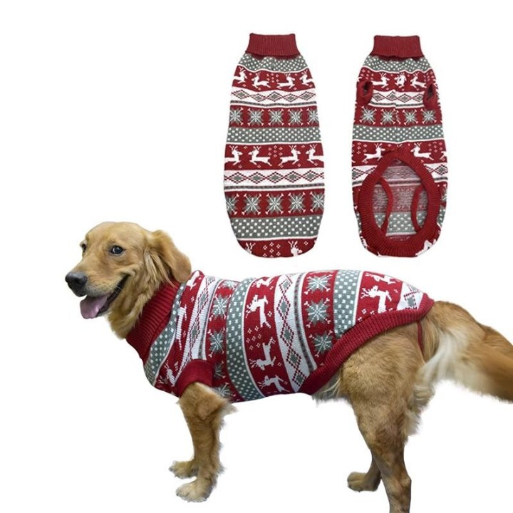 Hässlicher Weihnachtspullover mit Rentier-Motiv für Hunde, Weihnachtspullover für den Winter, Strickkleidung, warmer Rollkrag