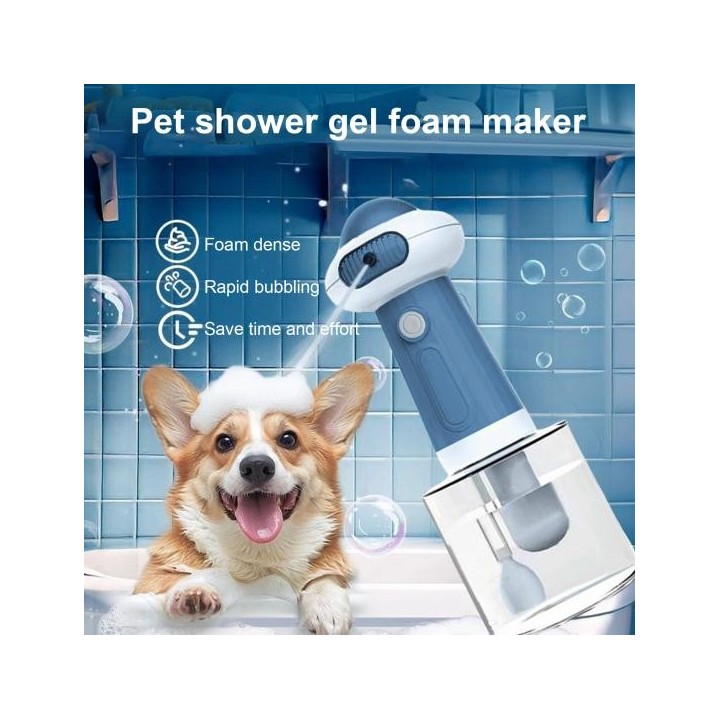 400 ml elektrischer Schaumshampoospender für Hunde- und Katzenbäder, wiederaufladbarer Seifen-Shampoo-Aufschäumer, Seifenblas