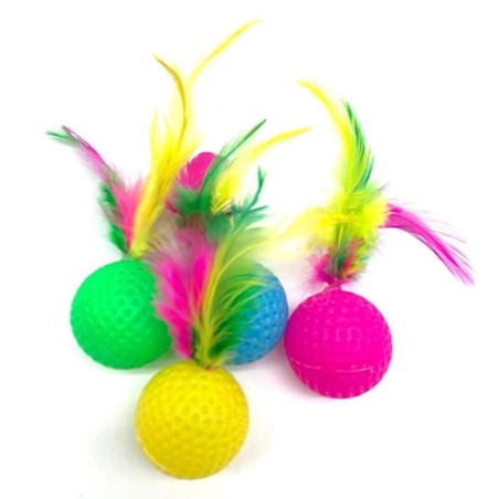 10 stücke Gemischt Lustige Kunststoff Golf Ball mit Feder Katze Spielzeug Interaktive Kätzchen Katze Teaser Ball Spielzeug He