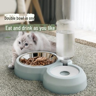 Doppelnapf mit Anti-Umstoß-Funktion für Haustiere: Automatischer Wasser- und Futternapf für Hunde und Katzen Upgraded Version