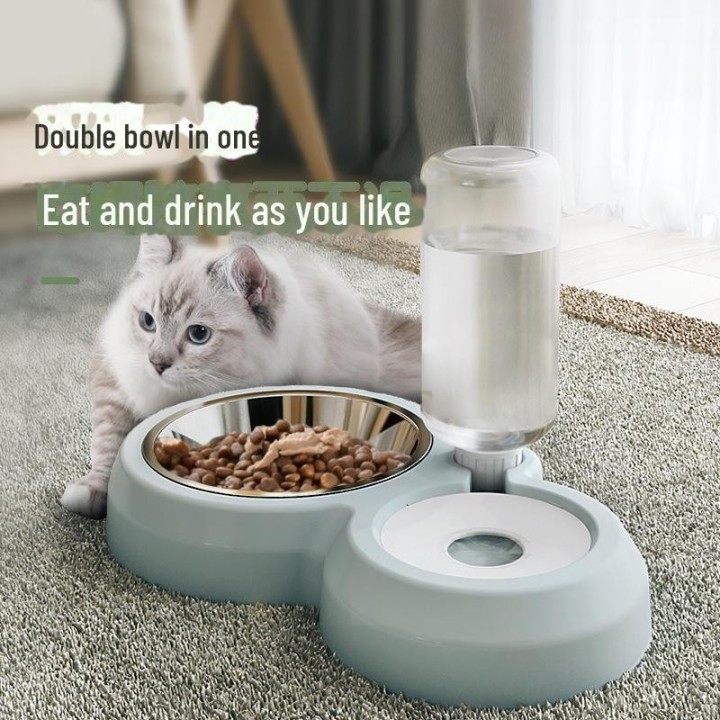 Doppelnapf mit Anti-Umstoß-Funktion für Haustiere: Automatischer Wasser- und Futternapf für Hunde und Katzen Upgraded Version