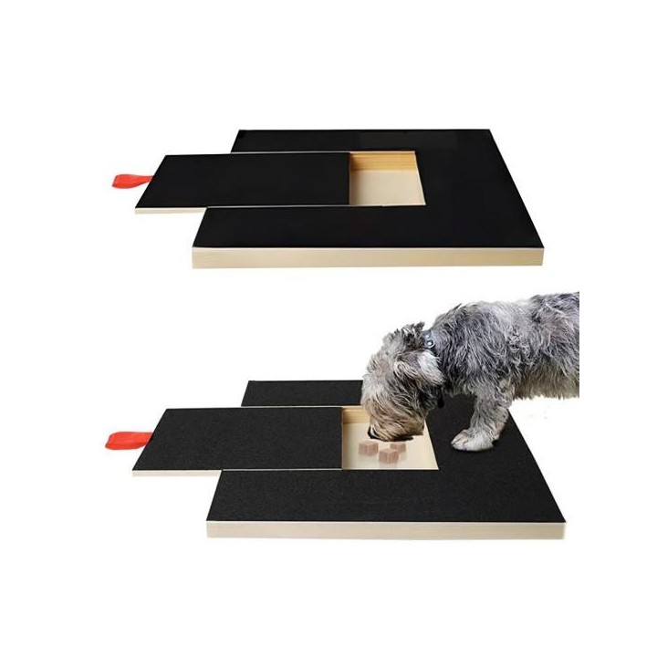 Kratzbrett für Hundenägel mit Leckerli-Box, hölzernes Hundenagelfeilebrett, Snackbox, Hundepfotenschleifer, Selbstkratzbrett